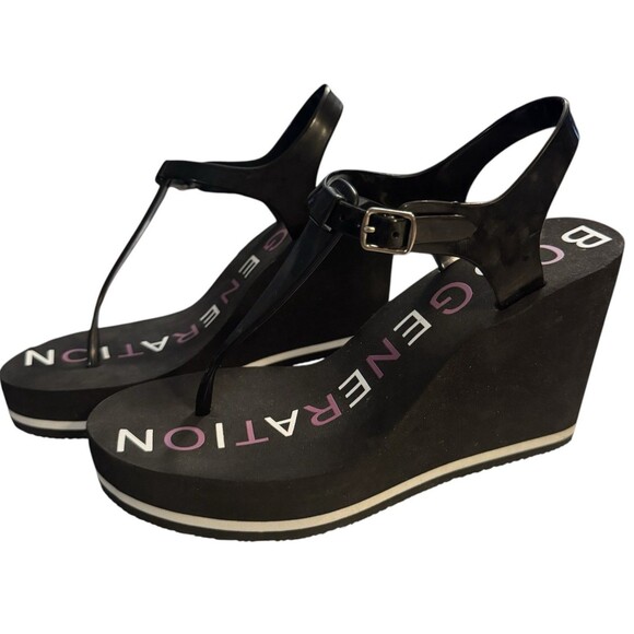 bcbgeneration Black wedge Strap sandals Size 8 - Picture 1 of 6